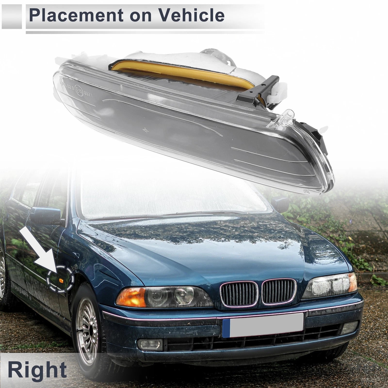 Right Front Bumper Side Marker Light Cover for BMW 3 Series (2006–2019)