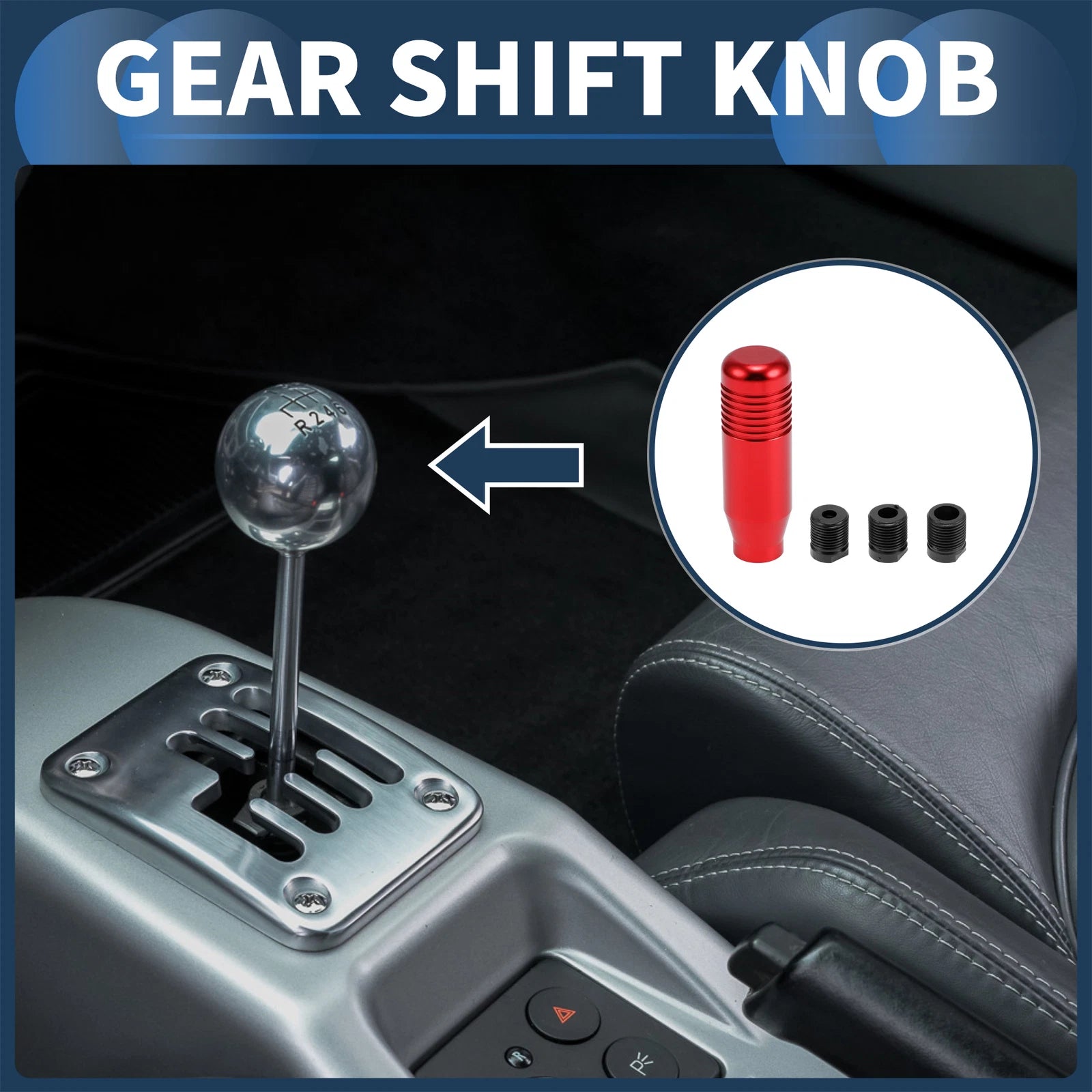Shift Knob with 3 Adapters for Universal Vehicles (Automatic/Manual)