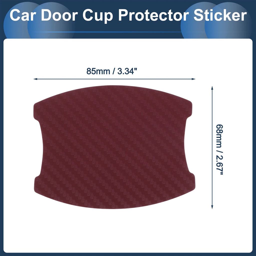 3D Car Door Handle Scratch Protector for (68x85mm, Wine Red)