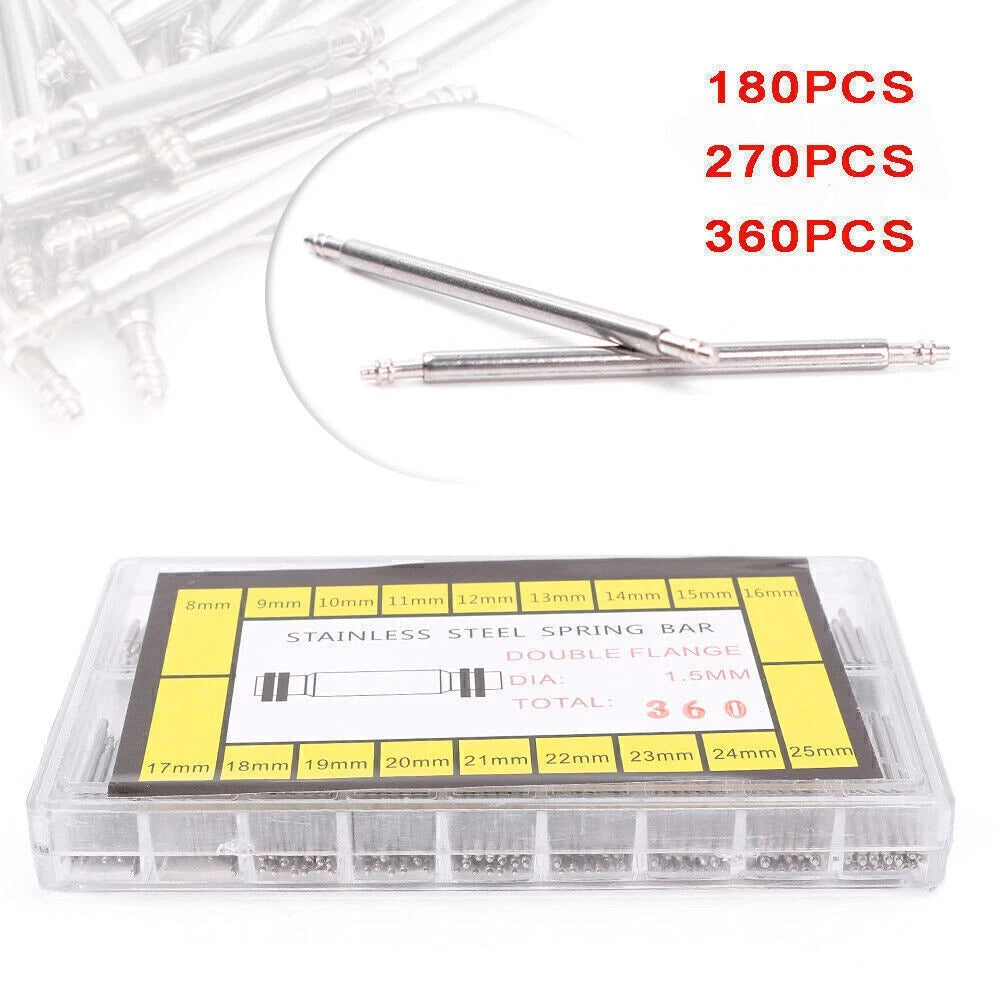360pcs Spring Bars for Watch Bands (8-25mm)