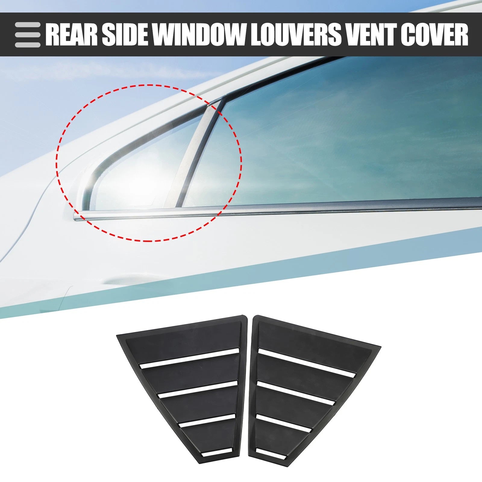 Rear Side Window Louvers Vent Cover for Hyundai Elantra 2017–2019 ABS Black