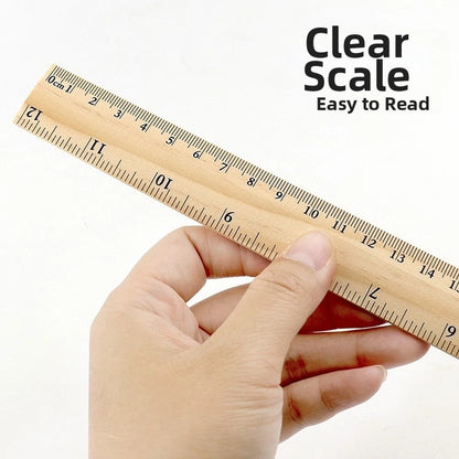 300mm Wooden Ruler with 0-30cm & 0-12inch Scales for Students & Teachers