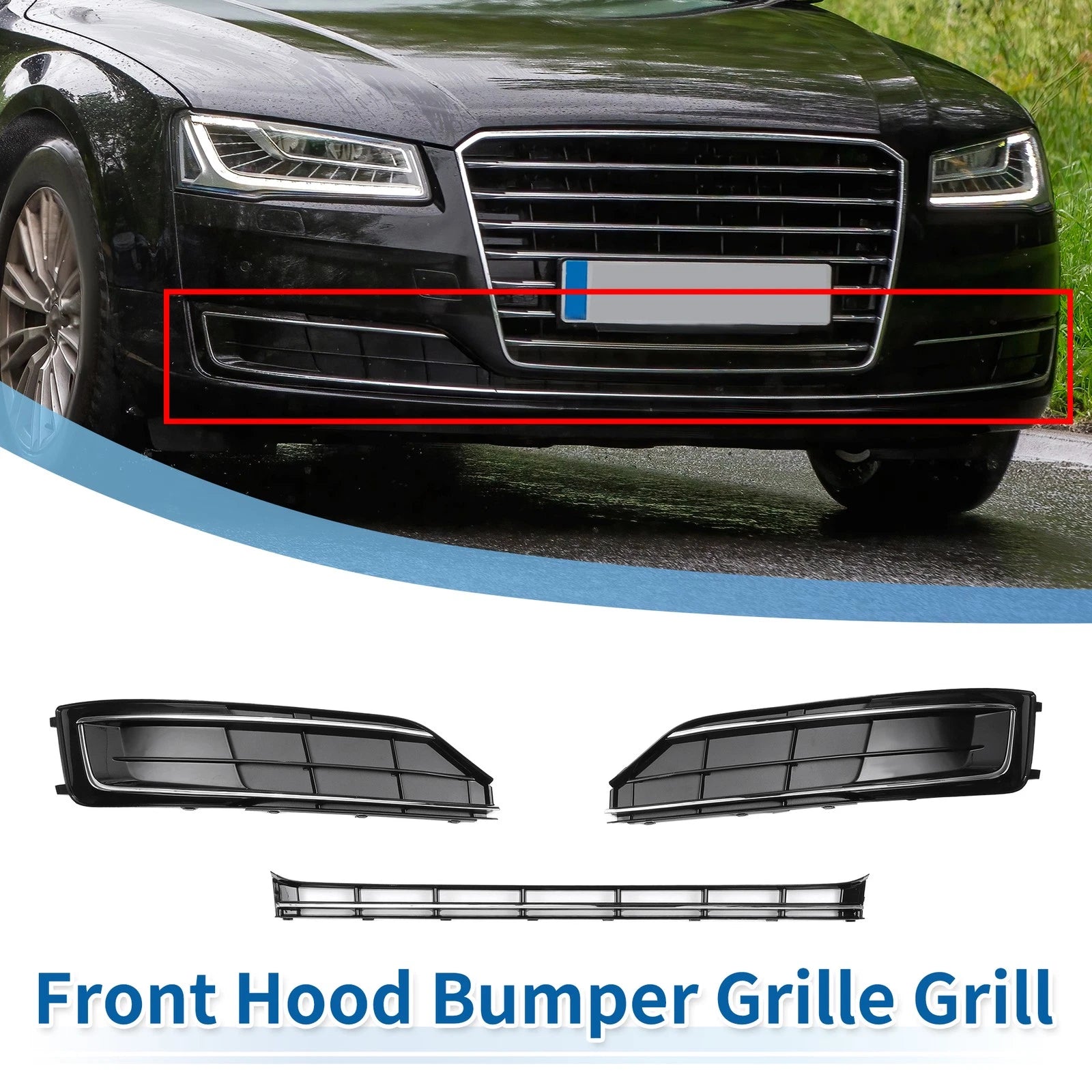 Front Hood Bumper Grille Grill Replacement for Audi A8 (2015–2018)