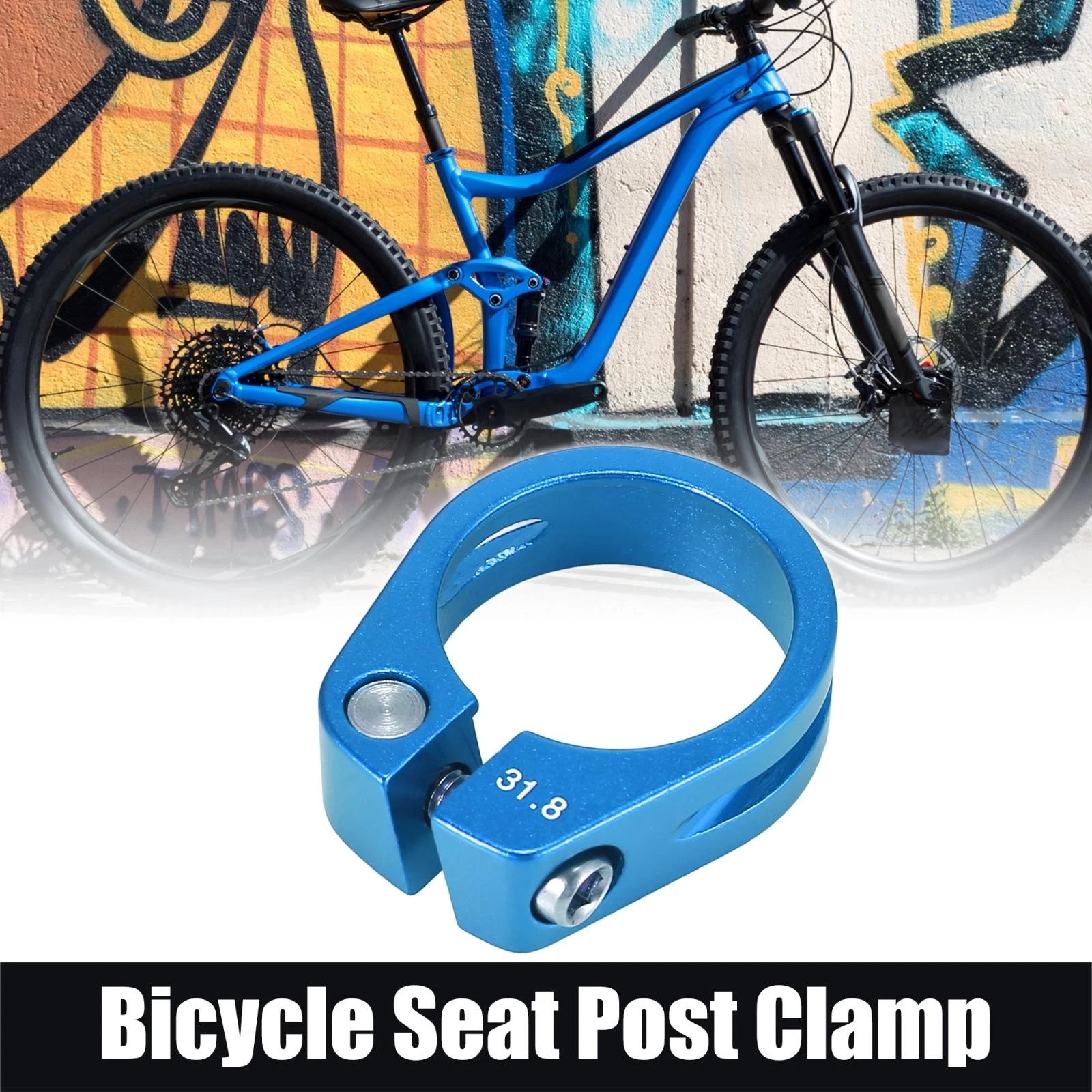 31.8mm Seat Post Clamp Replacement for Bike Bicycle Seat Post Adapter (Blue)