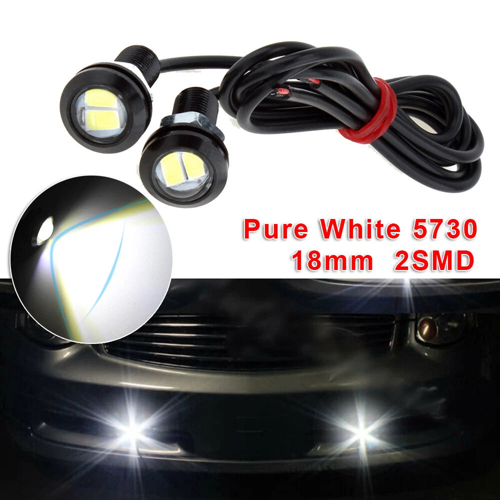 2X White Strobe Backup Lamps for Motorcycle (Mirror Mount)