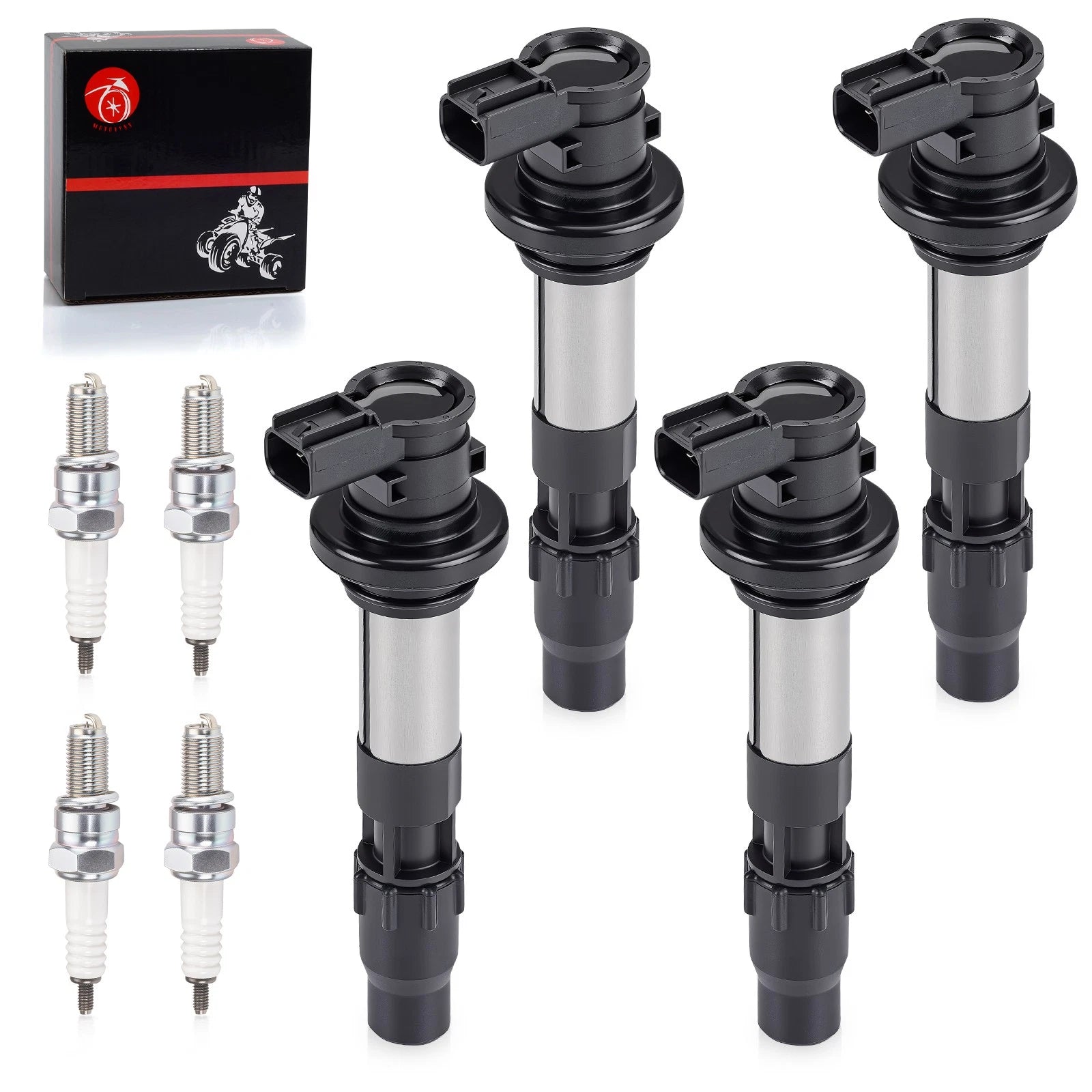 Set of 4 Ignition Coils & Iridium Spark Plugs for Suzuki GSX-R750 (2008–2023)
