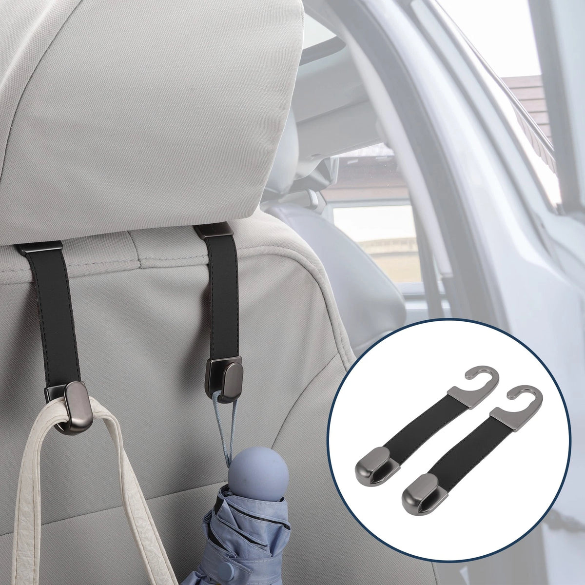 2 Pcs Universal Car Seat Headrest Hook for Hanging Purses (Black)