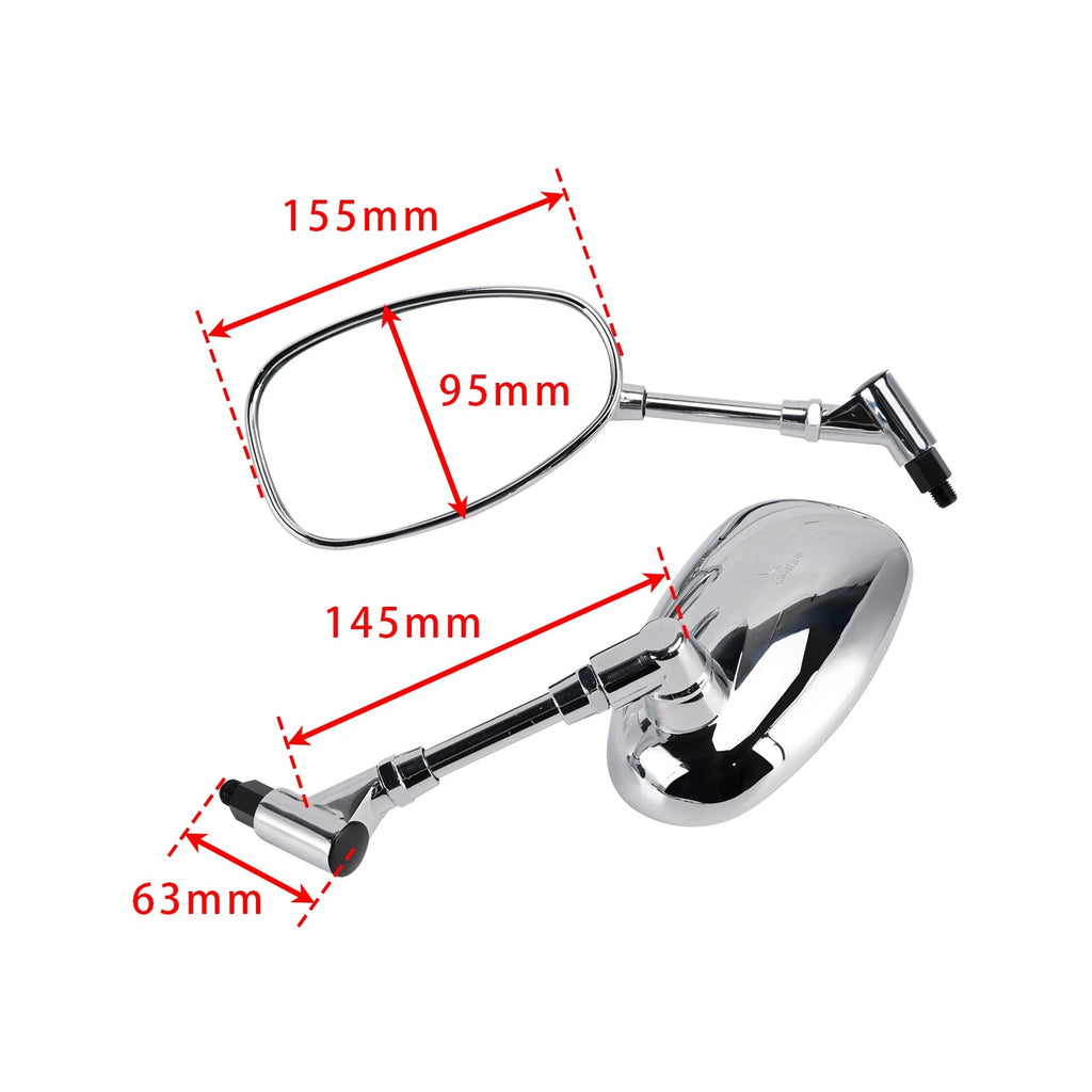 Pair Chrome Mirrors for Suzuki GSX1300 B-King (2008–2012) 10mm