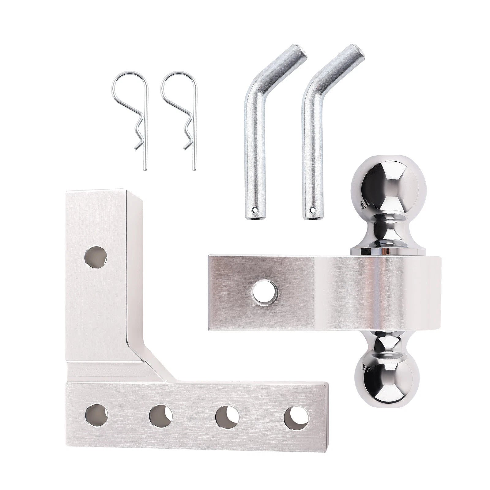 2" Adjustable Trailer Tow Hook Receiver Dual Ball 6" Drop Aluminum