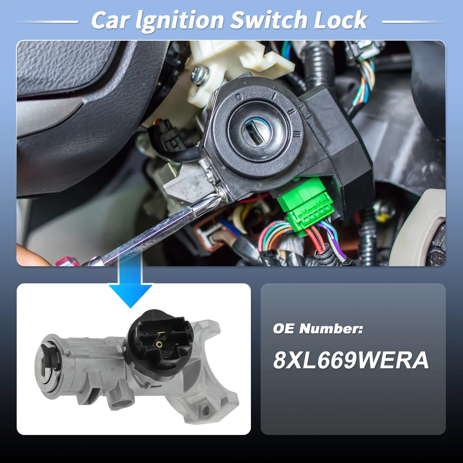 Ignition Lock Cylinder with 2 Keys Replacement for Ram Promaster 1500 (2014–2023)