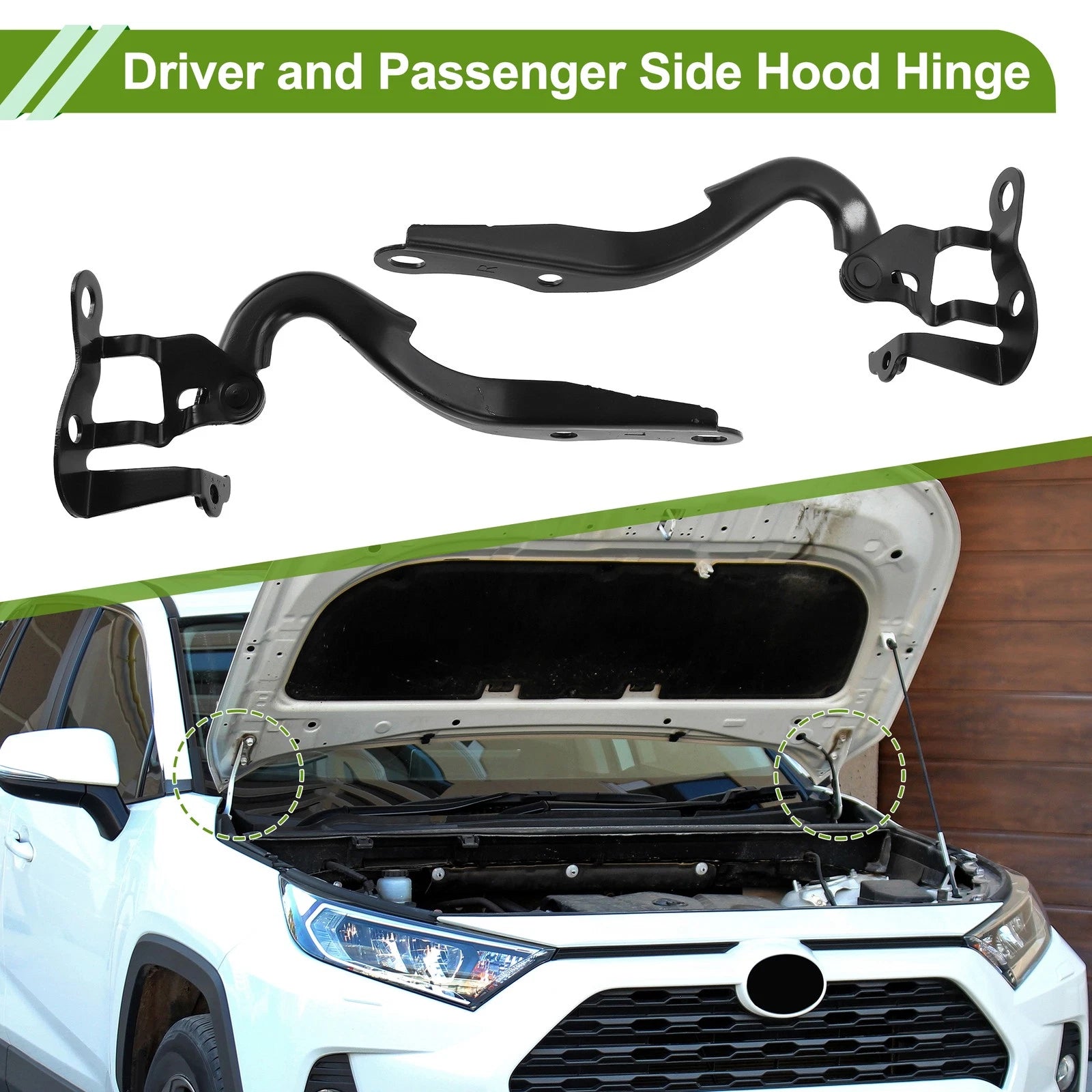 Hood Hinge Set Replacement for Toyota Yaris 2007–2016 Front Bonnet 1 Pair