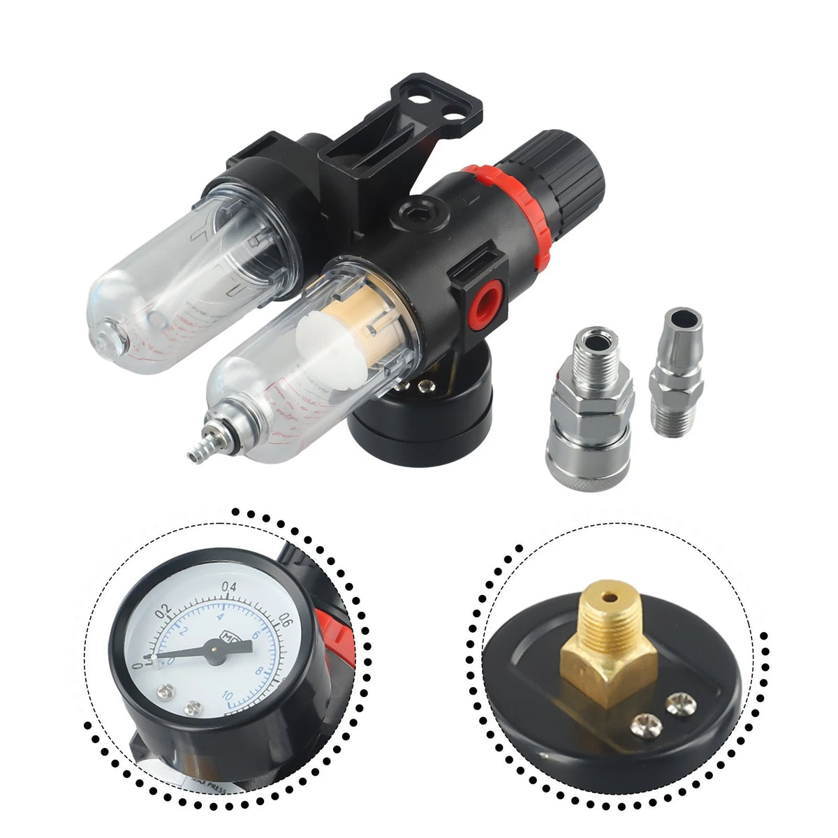 Air Compressor Filter Tool with Pressure Gauge for Automotive Use