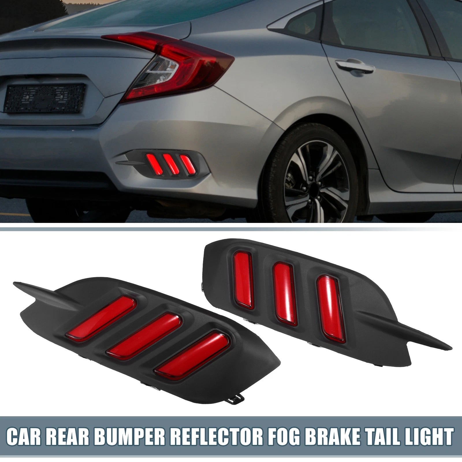 Rear Bumper Reflector LED Tail Light Left Right for Honda Civic (2016–2019)