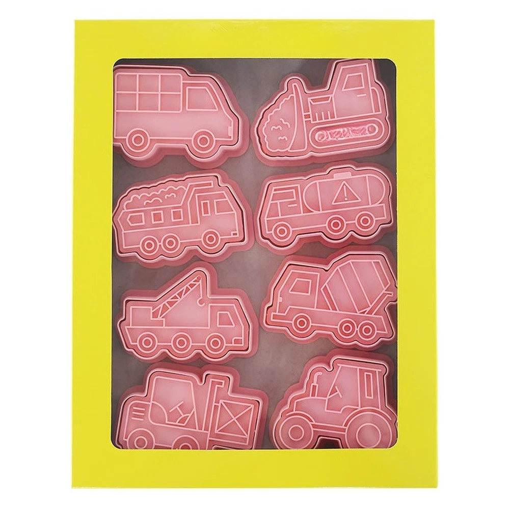 8 Piece Cookie Cutters Set for Construction Vehicles (Baking Tool)