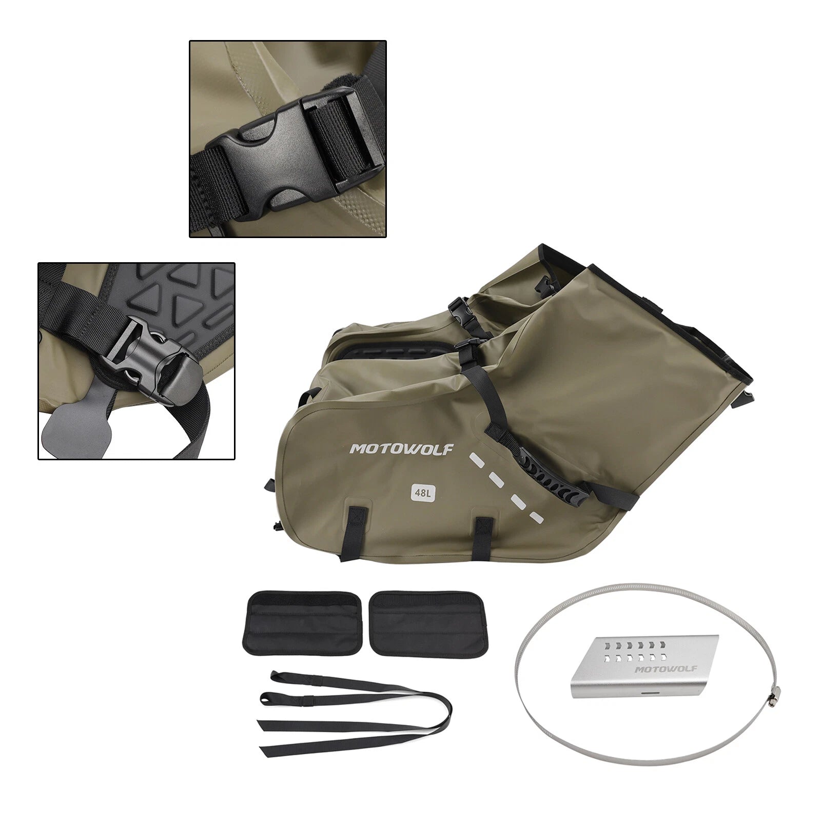 Universal Saddlebag Side Storage Tail Bag for Motorcycle (86L, Green)