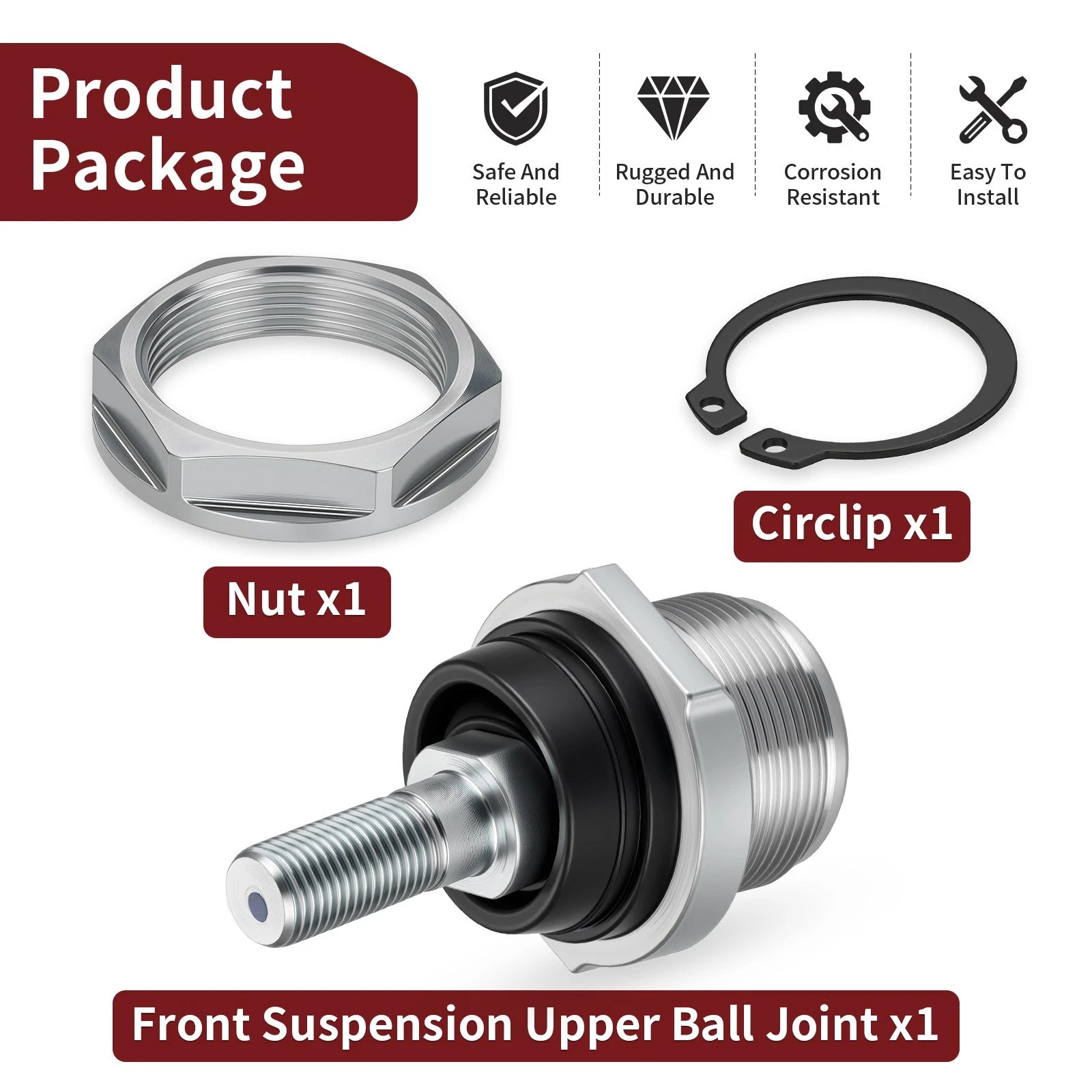 Front Suspension Upper Ball Joint w/ Nut for Can-Am Outlander 330 400 500 (2005–2014)