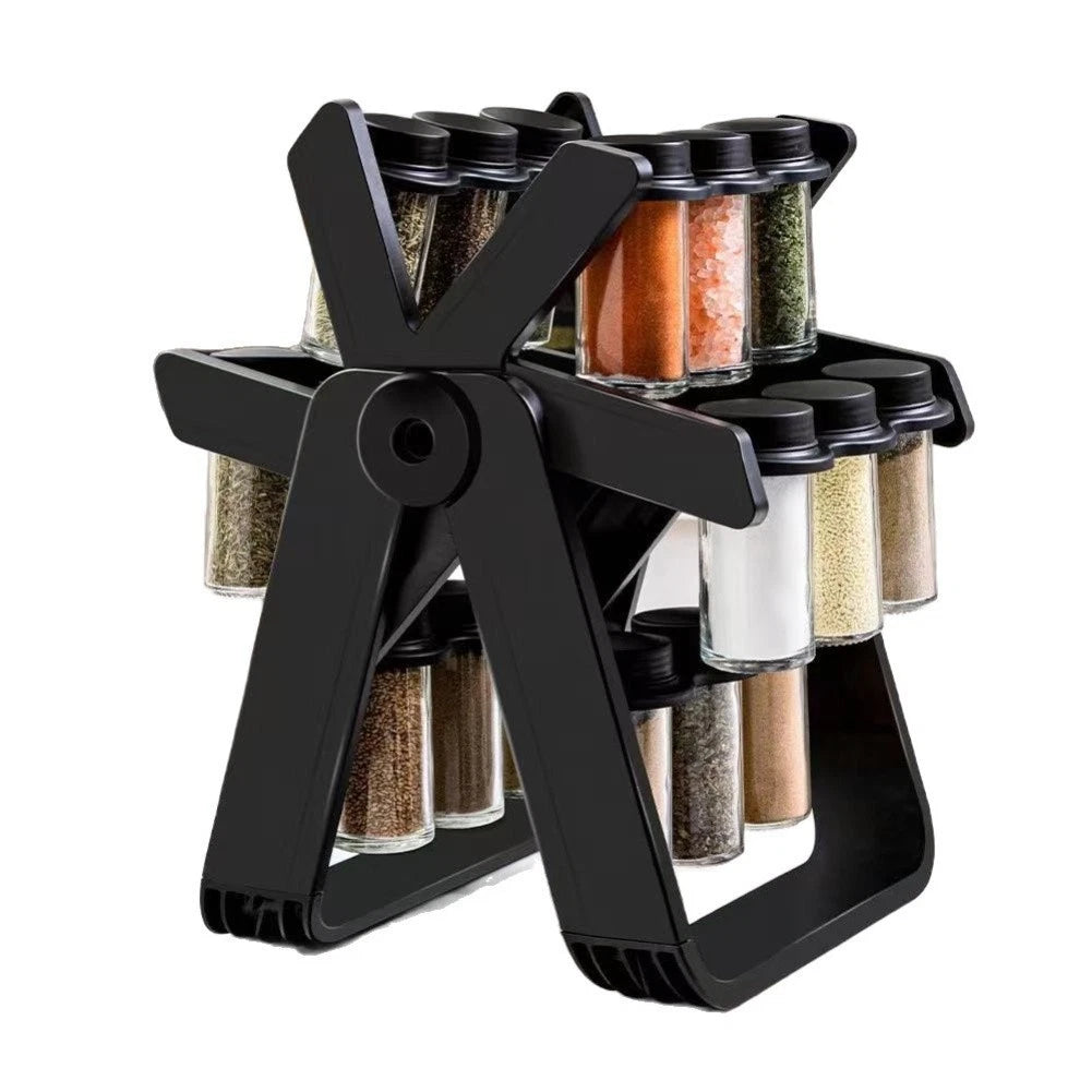 Rotating Kitchen Storage Rack for Glass Seasoning Bottles (Compact Size)