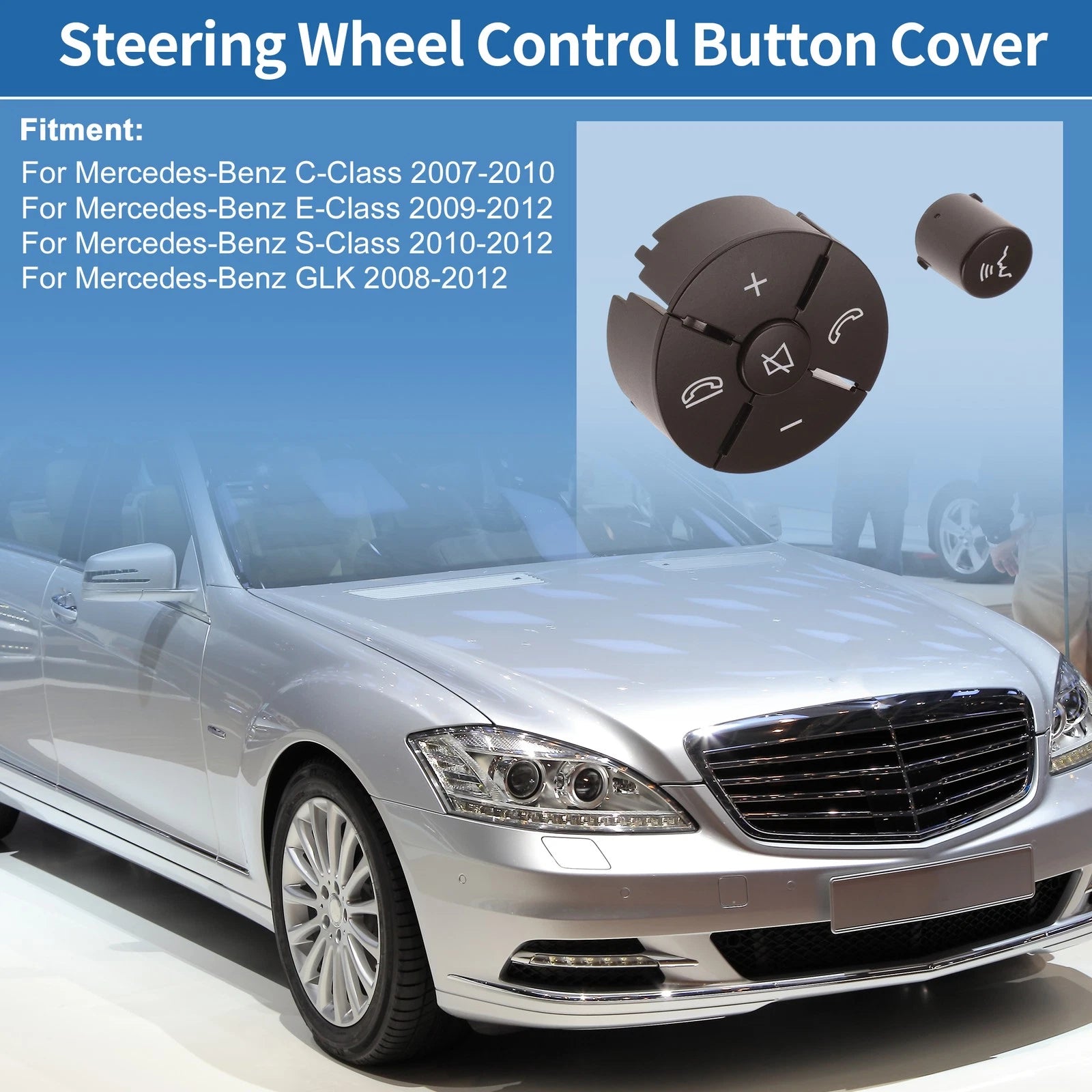 Steering Wheel Control Button Cover Replacement for Mercedes-Benz C-Class (2007–2010)