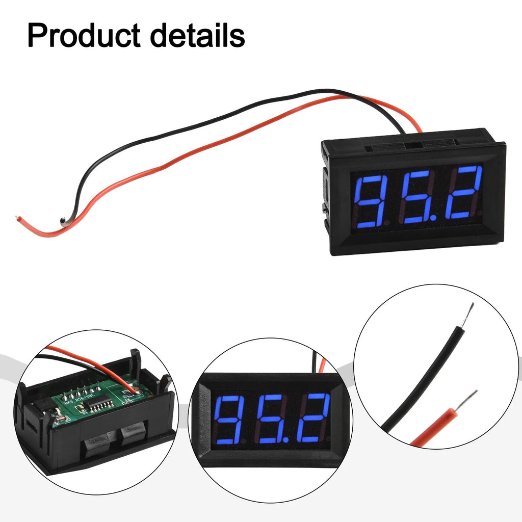 2 Wires Digital Display DC 5-120V Voltage Meter Blue LED Panel