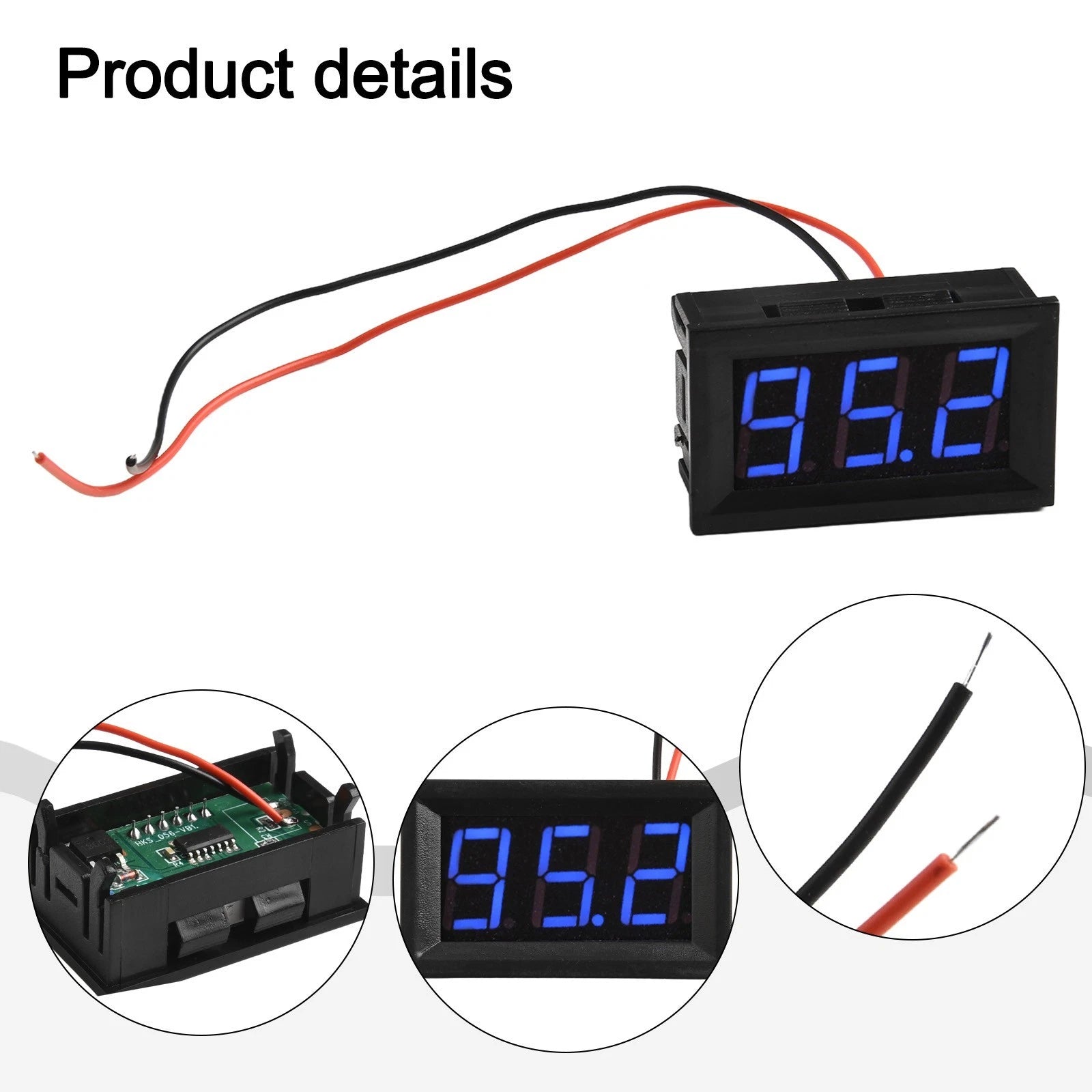2 Wires Digital Display DC 5-120V Voltage Meter Blue LED Panel