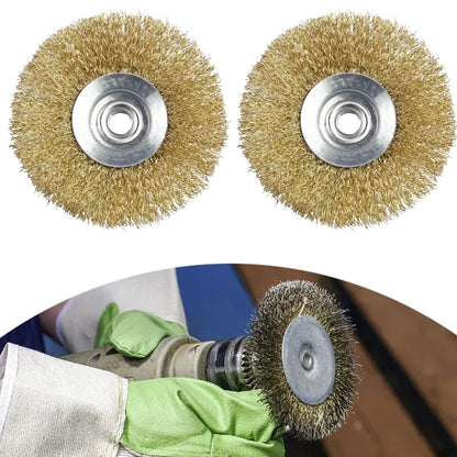 2X Steel Wire Wheel Brush Set for Workshop and Industrial Use