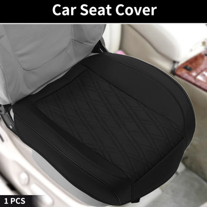Bottom Seat Pad Cover for Car (1 Pc) - Black Faux Leather Rhombus