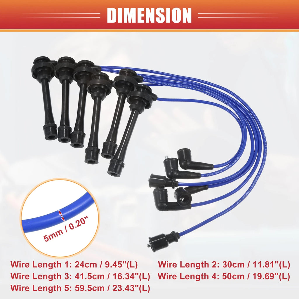6pc Spark Plug Wire Ignition Coil Cable Replacement for Mitsubishi Montero (1997–1997)