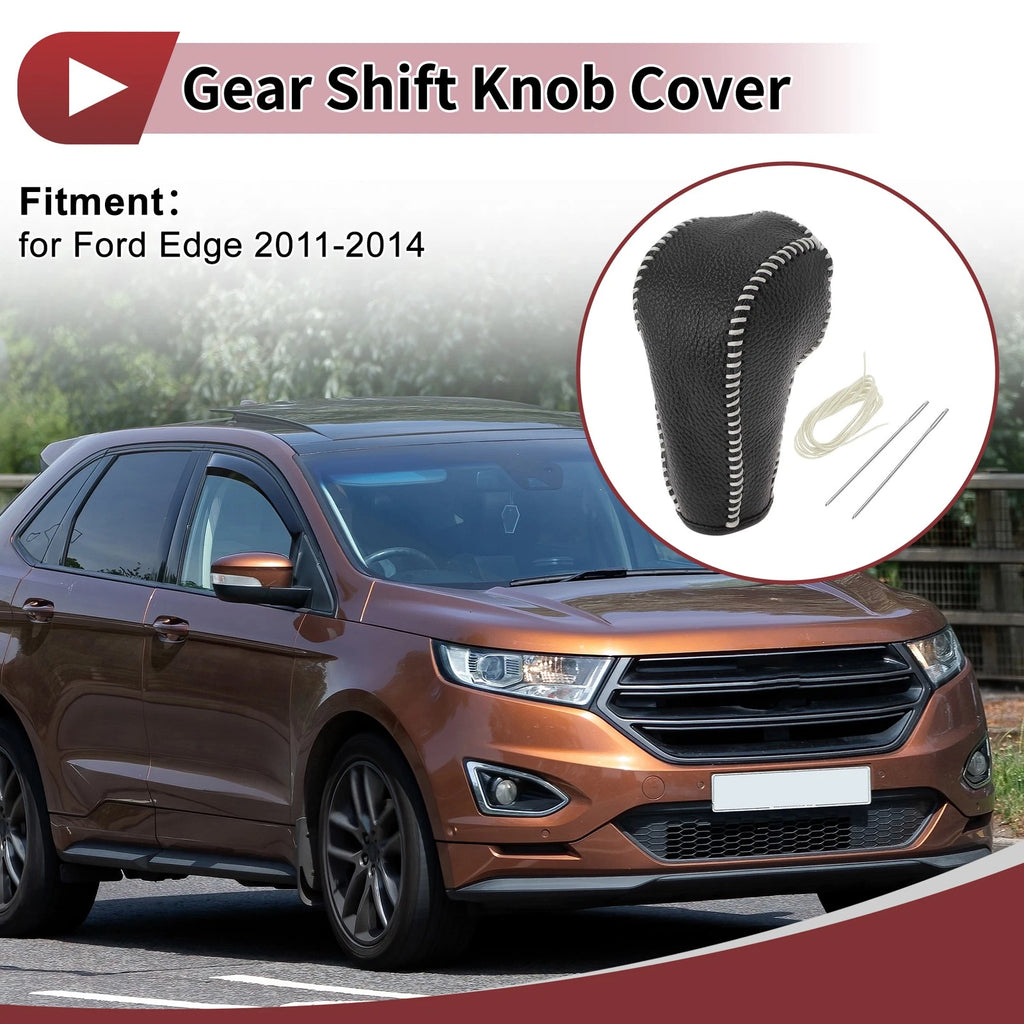 Gear Shift Knob Cover Replacement for Ford Edge (2011–2014) Beige Faux Leather