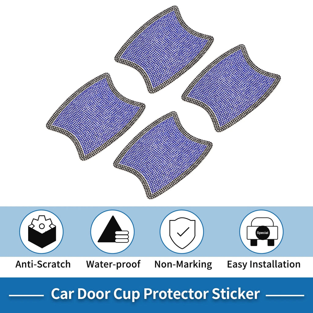 Door Handle Protector for Car (8x10cm) - Anti-scratch, Blue, Black