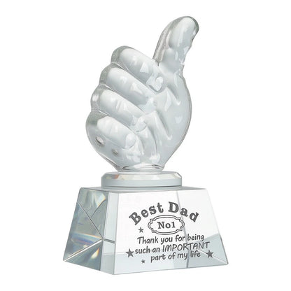 Great Dad Trophy Clear Optical Gemstone Desk Decor 4.8x2.6 Inches