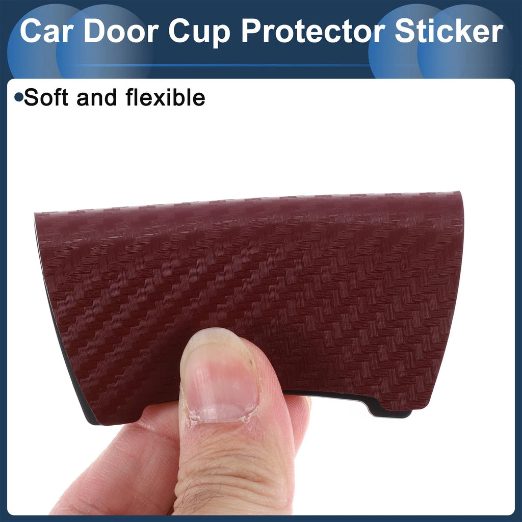 3D Car Door Handle Scratch Protector for (84x94mm) Wine Red