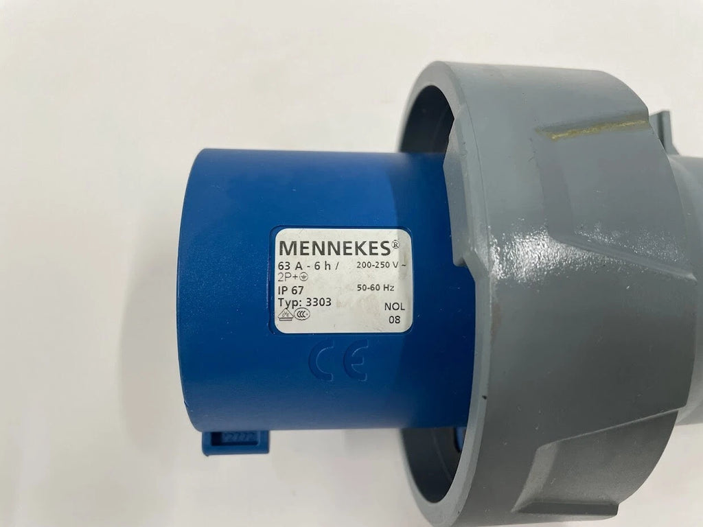 PowerTOP IP67 Blue Cable Mount 2P + E Industrial Power Plug for MENNEKES