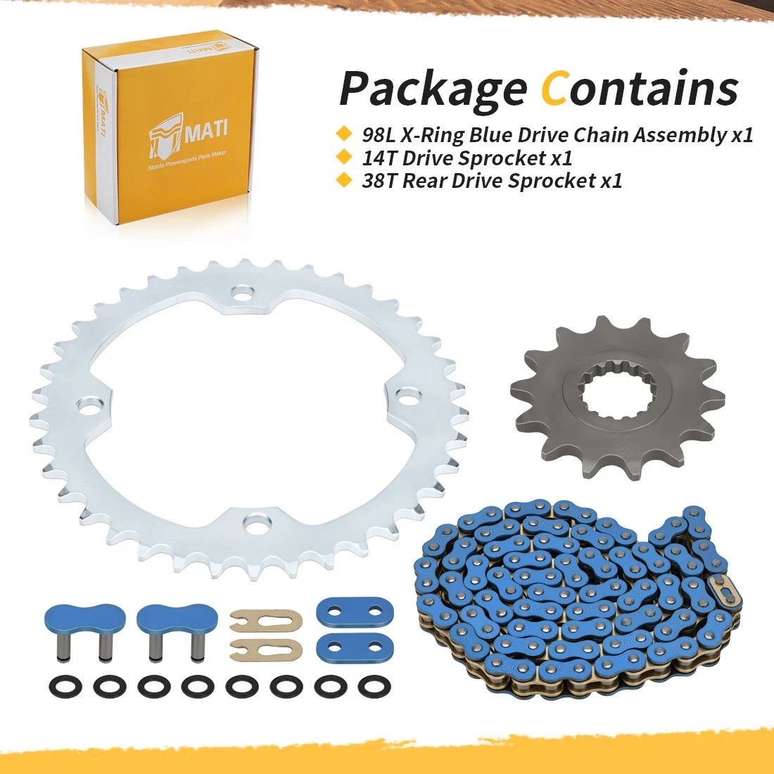 X-Ring Chain 98 Links & Sprocket for Yamaha Raptor 700 (2006–2024) 94568-H6098-00