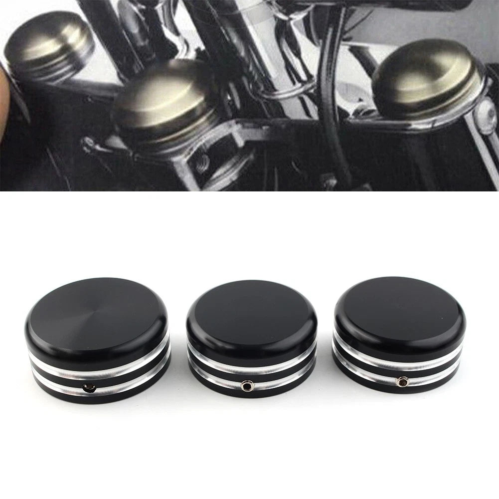 3X Upper Fork Stem Nut Cover for Harley Sportster 883 (2004–2023)