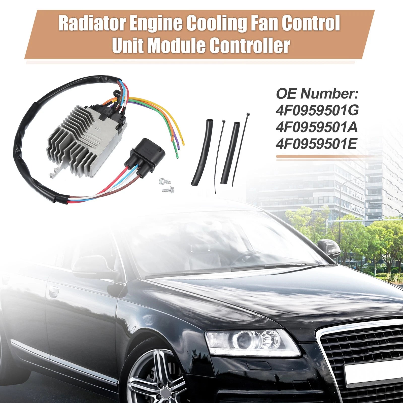 Set of 2 Radiator Engine Cooling Fan Control Module for Audi A6 3.0L (2009–2011)