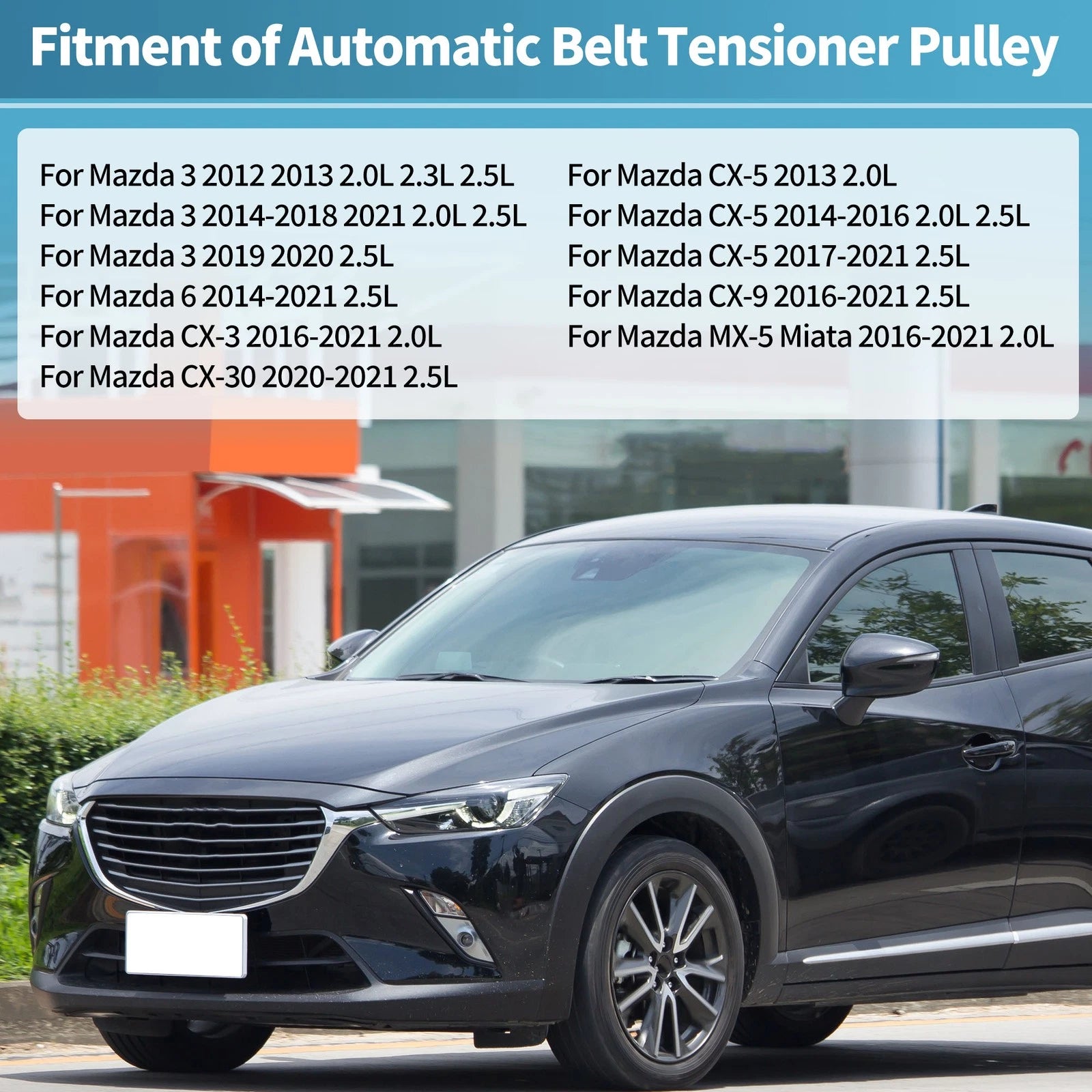 Belt Tensioner Pulley Assembly Replacement for Mazda 3 6 CX-3 CX-30 (2012–2022)