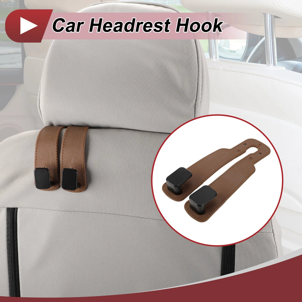 Car Seat Headrest Hooks for Universal Fit - Light Brown (1 Pcs)