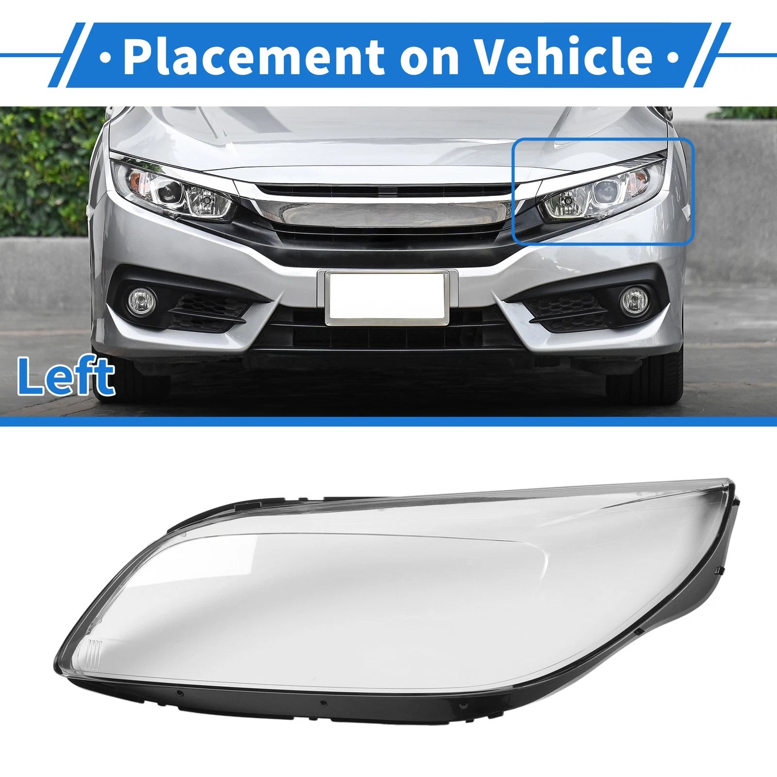 Front Left Headlight Lens Cover Replacement for Chevrolet Malibu (2013–2015)