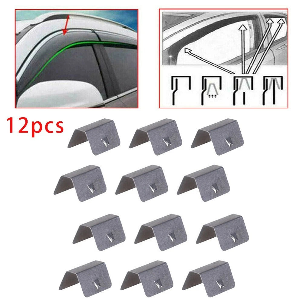 12PCS Wind Rain Deflectors Channel Clips for Universal Applications