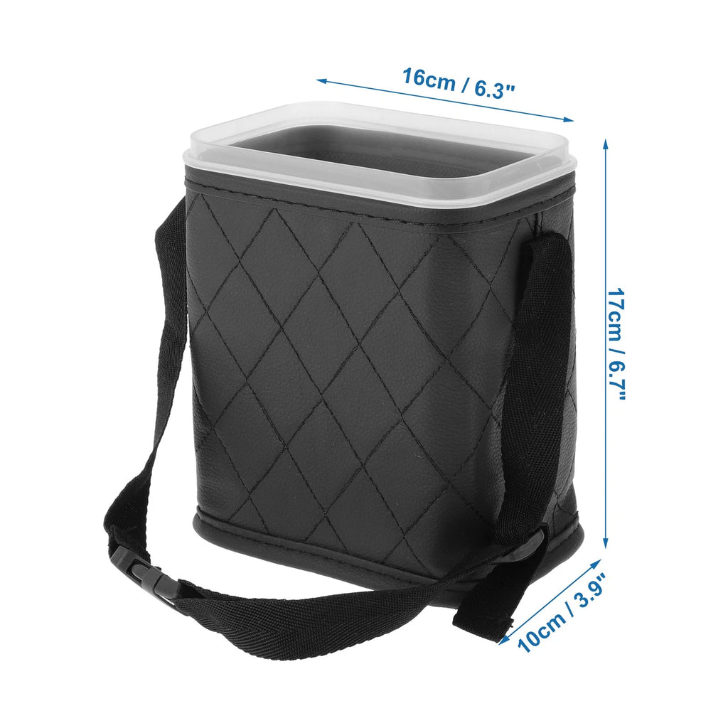 Car Trash Can for Universal Fit (Portable Hanging, Black)