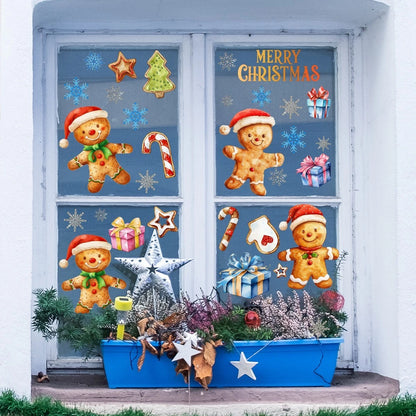 Christmas Window Clings Festive Glass Decals (No Glue, Water Activated)