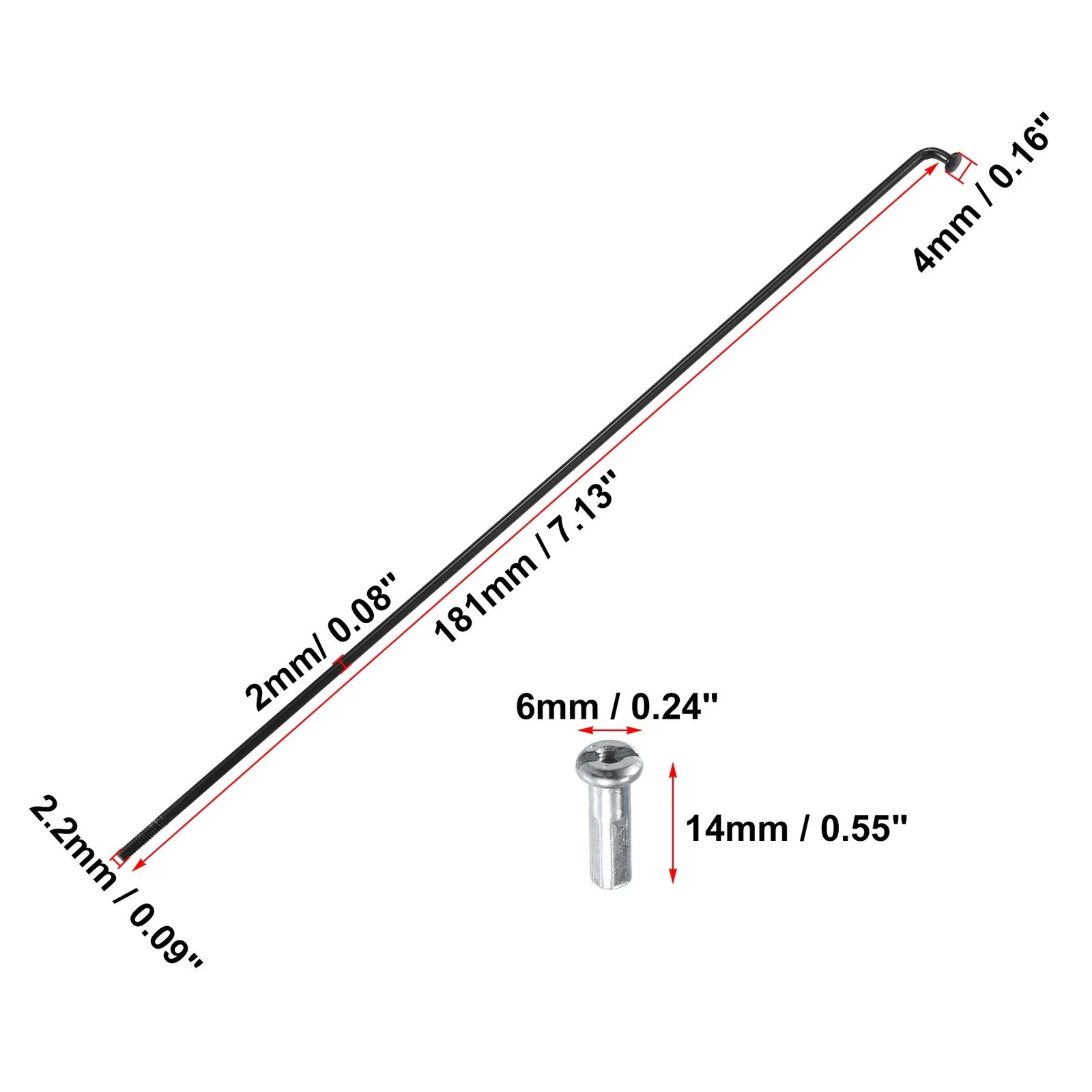 Bicycle Spokes Replacement Kit 14G 181mm with Nipples for Most Bikes