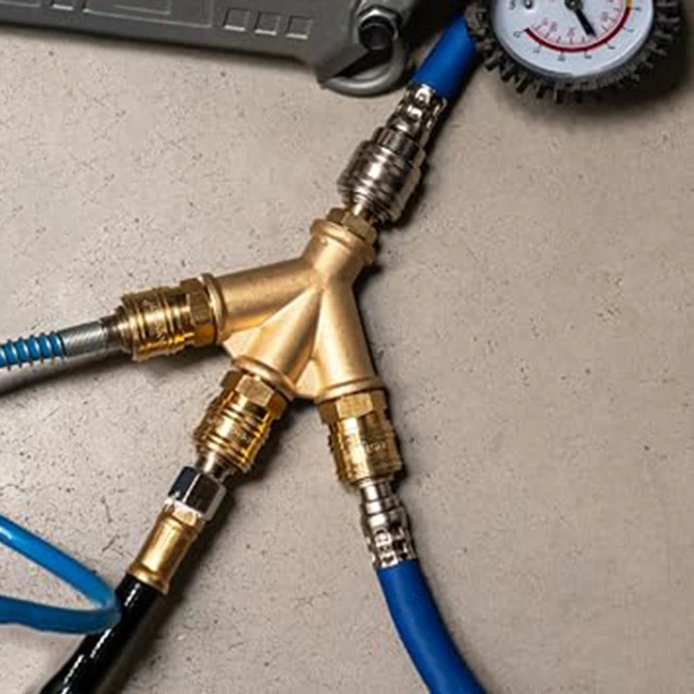 1/4 Brass 3-Way Air Distribution Unit with Quick Release Coupling