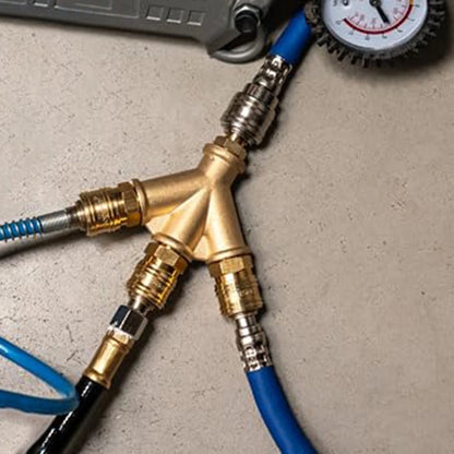 1/4 Brass 3-Way Air Distribution Unit with Quick Release Coupling