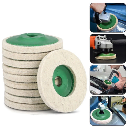 10X 100mm Wool Buffing Angle Grinder Wheel Felt Polishing Disc Pad