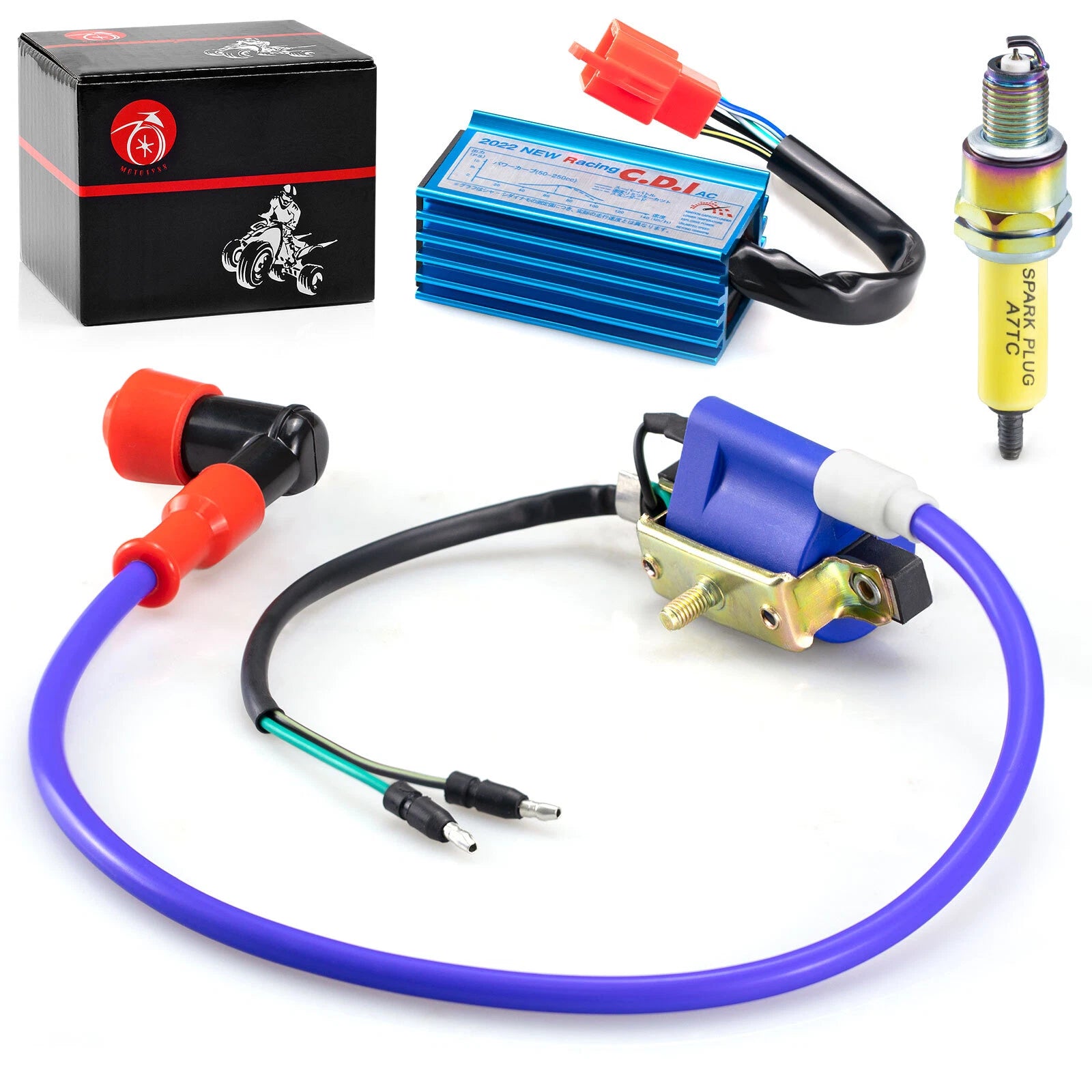 Ignition Coil & 5Pin AC CDI & 10mm Spark Plug for ATV 70cc 90cc 110cc