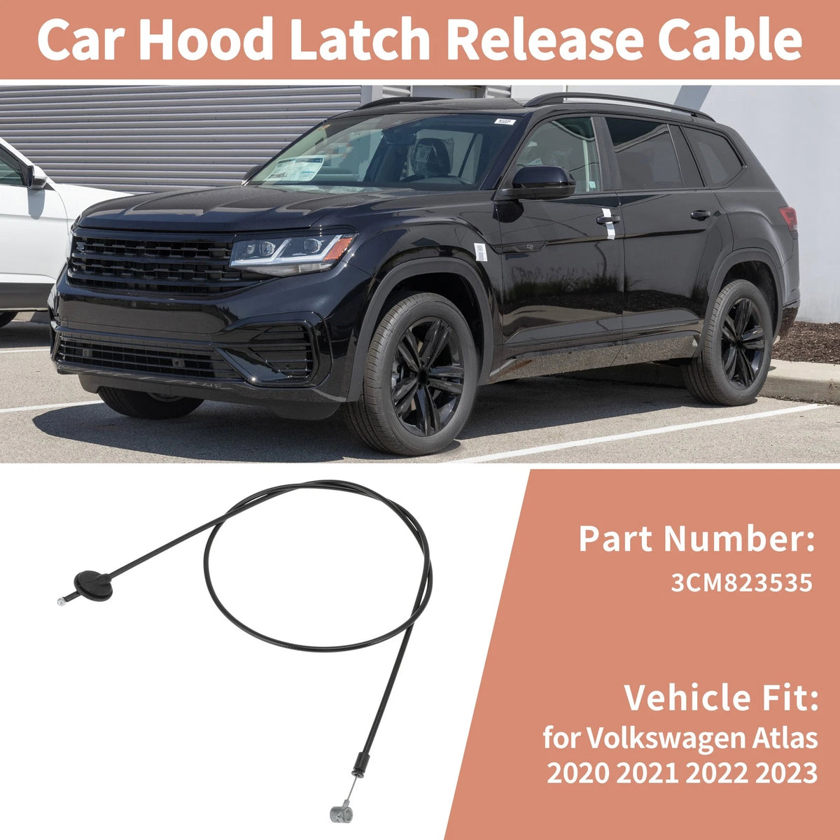 Hood Release Cable Front for Volkswagen Atlas (2020–2023)