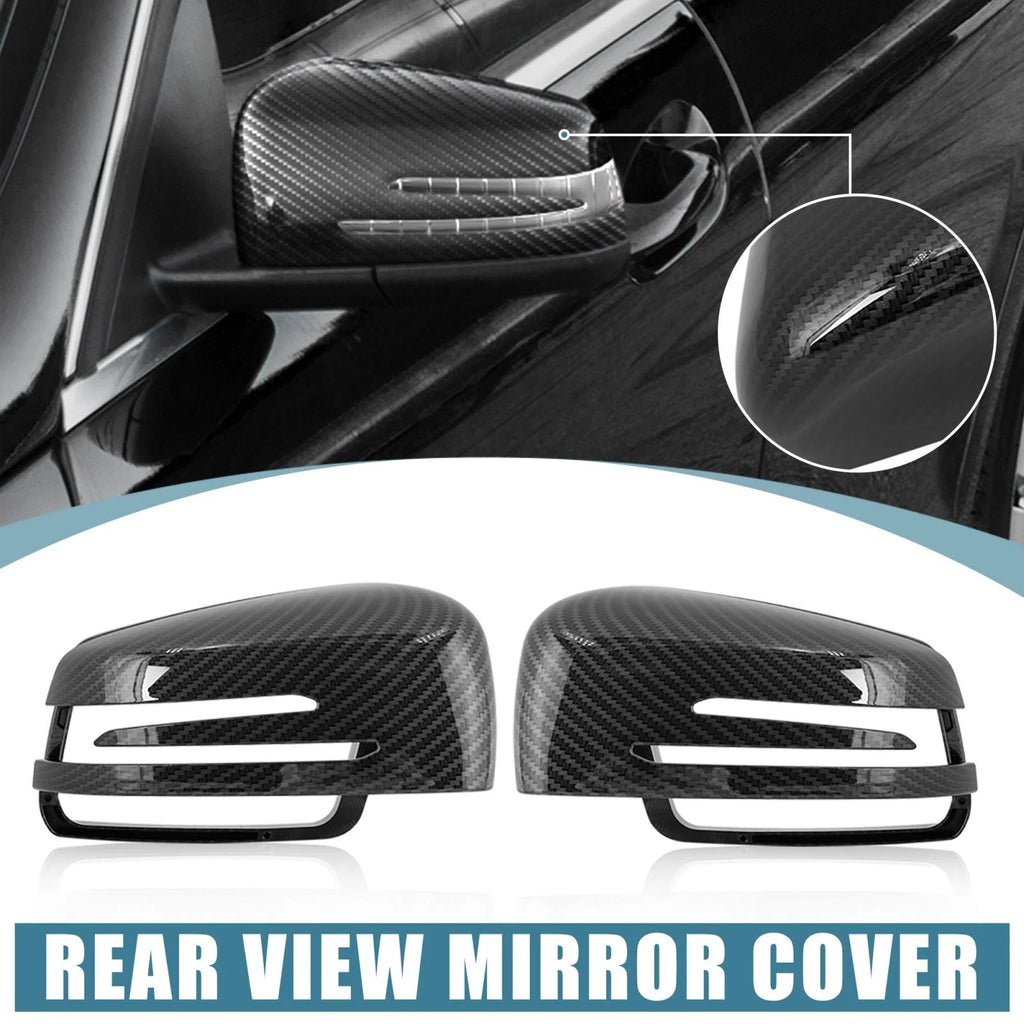Side Door Mirror Cover Cap Carbon Fiber Pattern Replacement for Mercedes W204 (2008–2016)