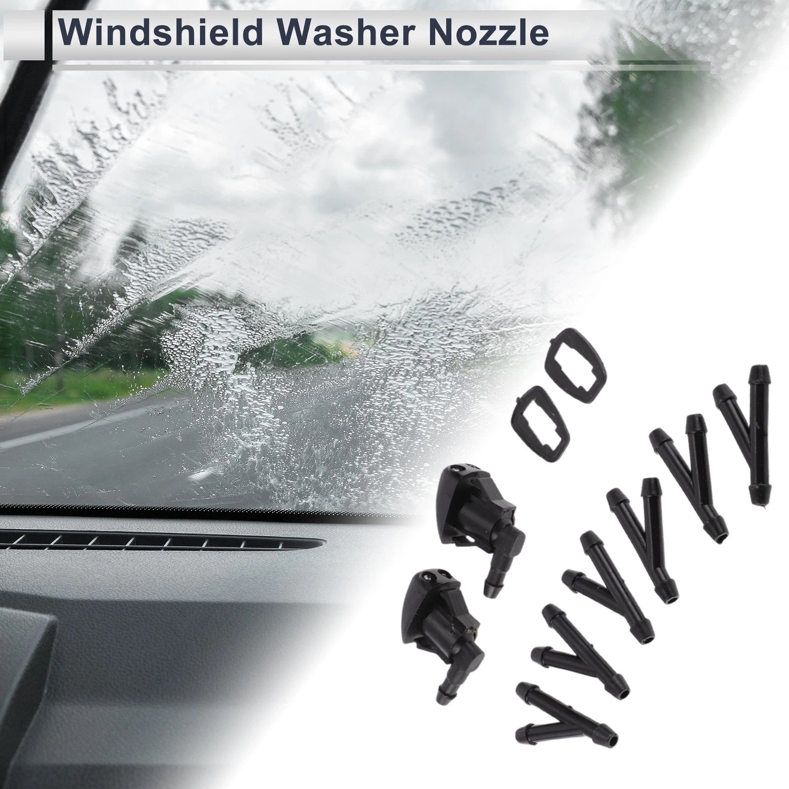 Windshield Washer Nozzle Replacement with 6 Hose Connectors for Toyota (2010–2023)
