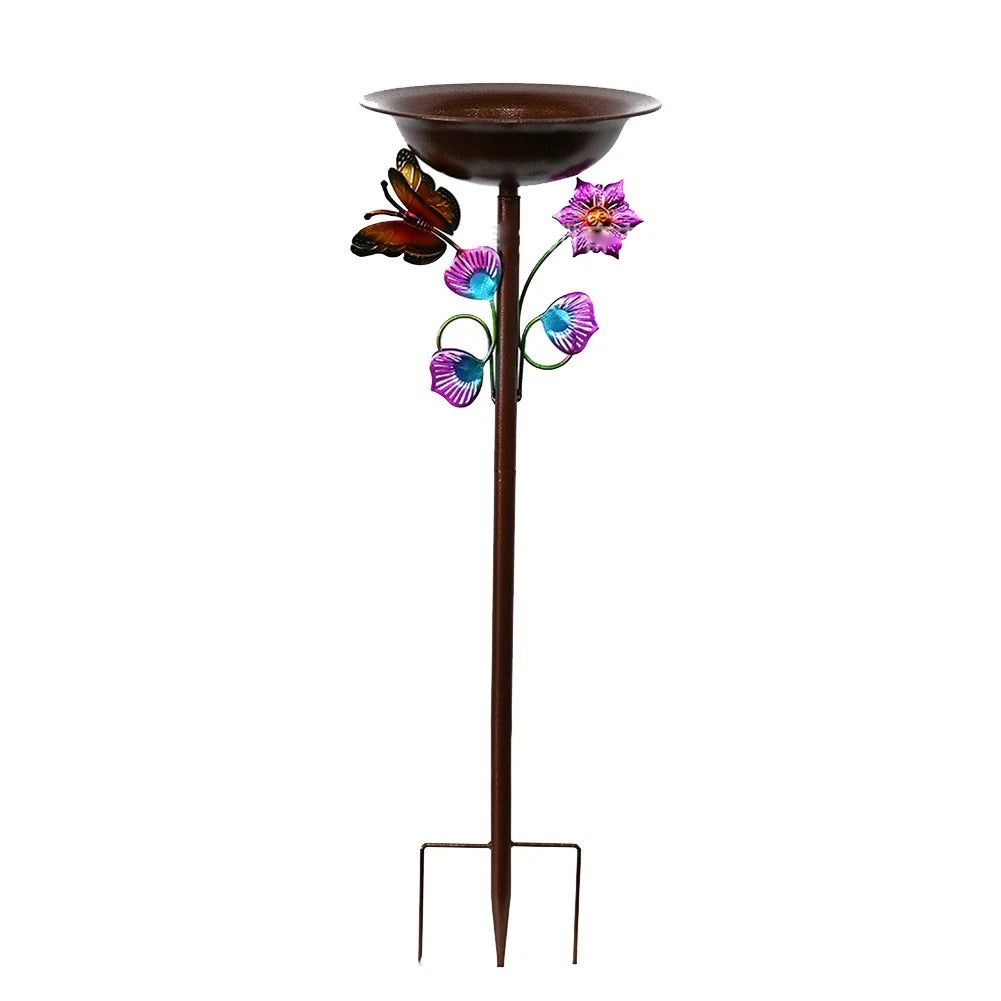 Iron Bird Bath Feeder Stake Mount for Villa Manor Garden Decor